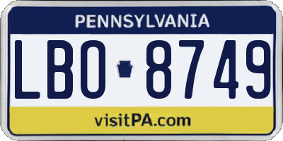 PA license plate LBO8749