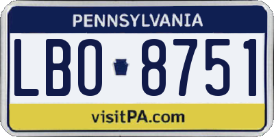 PA license plate LBO8751