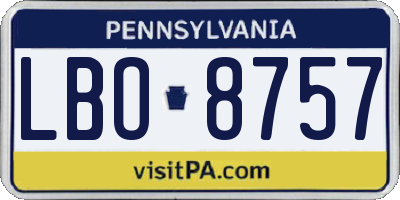 PA license plate LBO8757