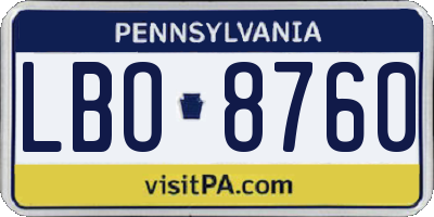 PA license plate LBO8760
