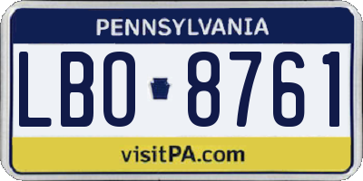 PA license plate LBO8761