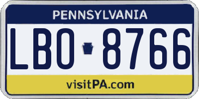 PA license plate LBO8766