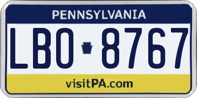 PA license plate LBO8767