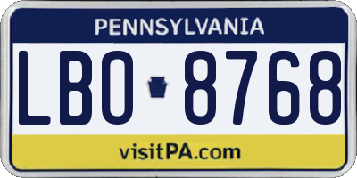 PA license plate LBO8768