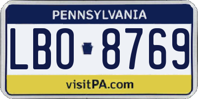 PA license plate LBO8769