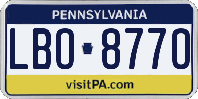PA license plate LBO8770