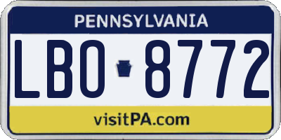 PA license plate LBO8772