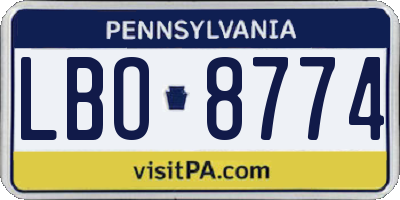 PA license plate LBO8774