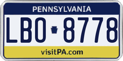 PA license plate LBO8778