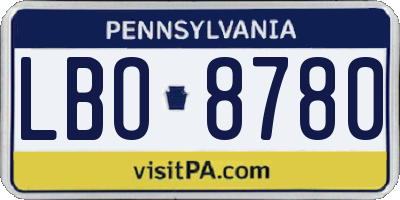 PA license plate LBO8780