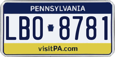 PA license plate LBO8781