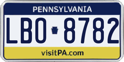 PA license plate LBO8782