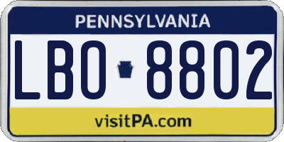 PA license plate LBO8802