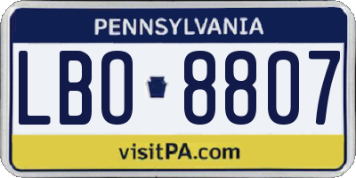 PA license plate LBO8807