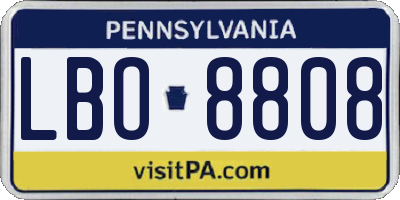 PA license plate LBO8808