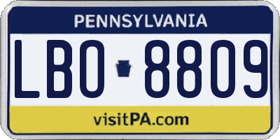 PA license plate LBO8809