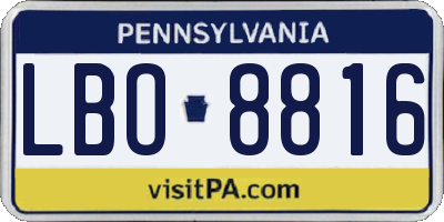 PA license plate LBO8816