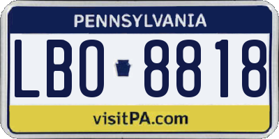 PA license plate LBO8818