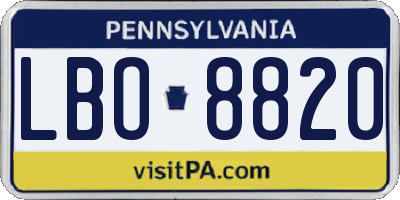 PA license plate LBO8820
