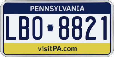 PA license plate LBO8821