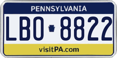 PA license plate LBO8822