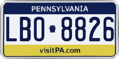 PA license plate LBO8826