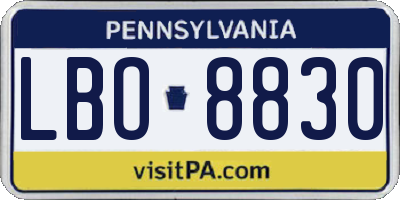 PA license plate LBO8830
