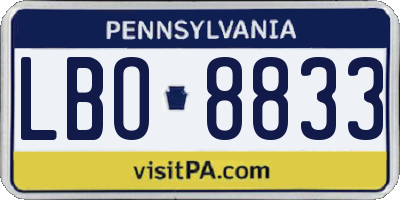 PA license plate LBO8833