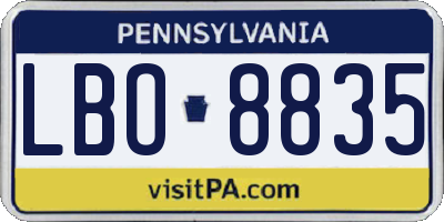 PA license plate LBO8835