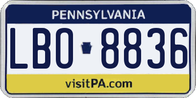 PA license plate LBO8836