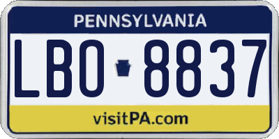 PA license plate LBO8837