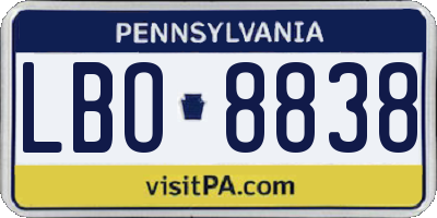 PA license plate LBO8838