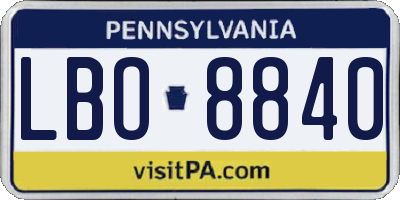 PA license plate LBO8840