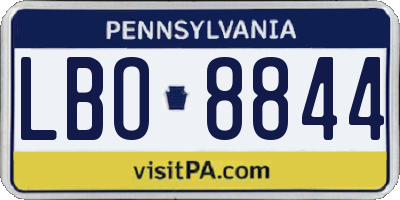 PA license plate LBO8844