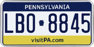 PA license plate LBO8845