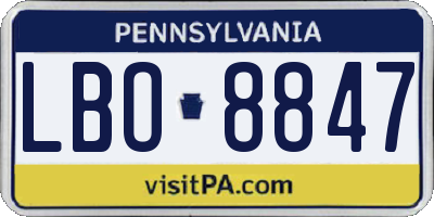 PA license plate LBO8847