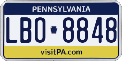 PA license plate LBO8848