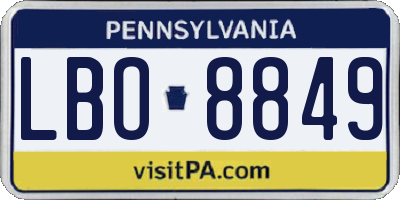 PA license plate LBO8849