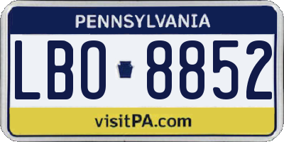 PA license plate LBO8852