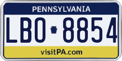 PA license plate LBO8854