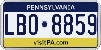 PA license plate LBO8859