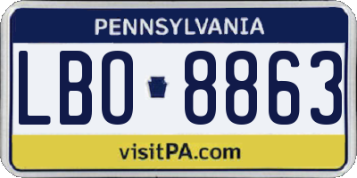 PA license plate LBO8863