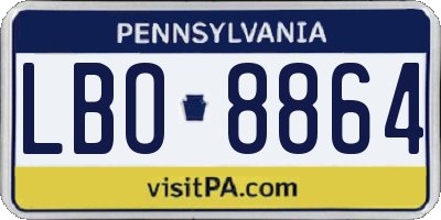 PA license plate LBO8864