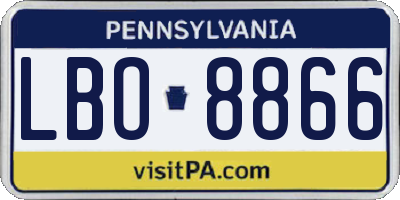 PA license plate LBO8866