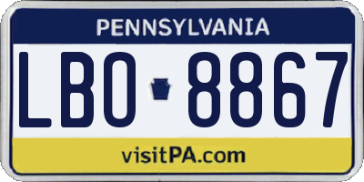 PA license plate LBO8867