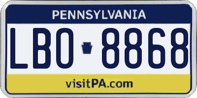 PA license plate LBO8868