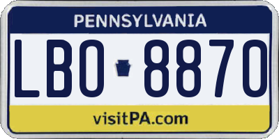 PA license plate LBO8870