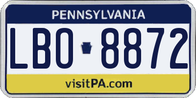 PA license plate LBO8872