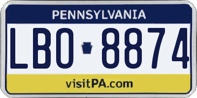 PA license plate LBO8874