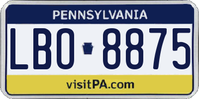 PA license plate LBO8875
